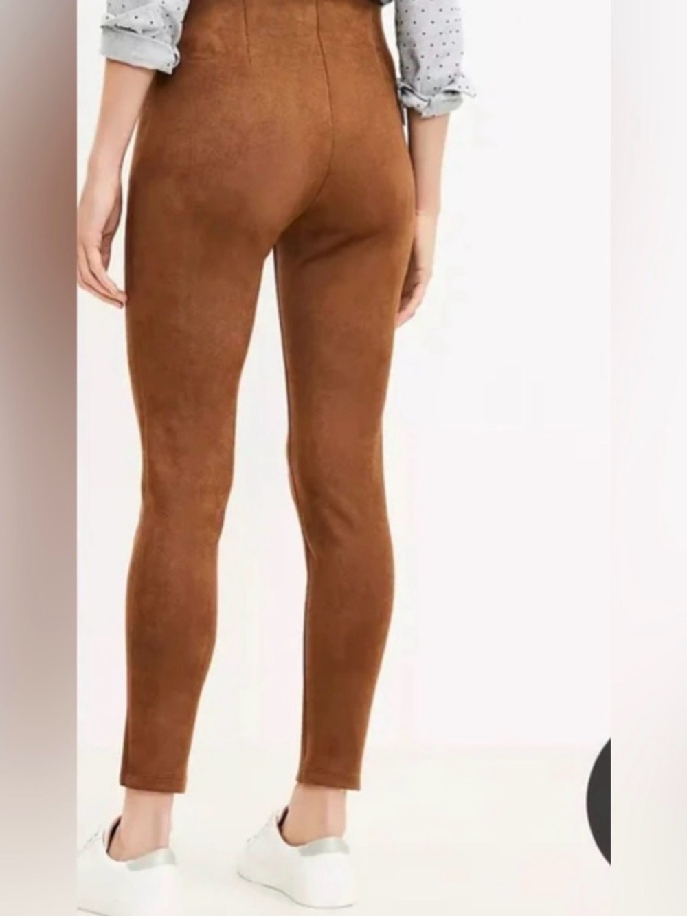 LOFT Camel Brown High-Rise Faux Suede Stretch Ankle Pants Side Zip | M - Picture 2 of 11